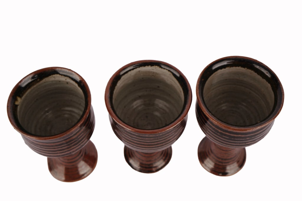 Studio Pottery Stoneware Wine Goblets - 5