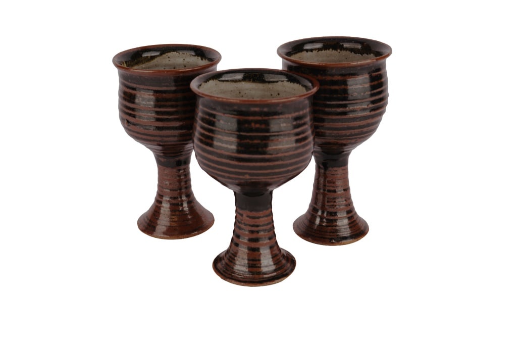 Studio Pottery Stoneware Wine Goblets - 6