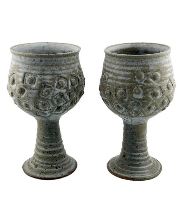 Mid-Century Studio Art Pottery Stoneware Chalices (1 of 10)