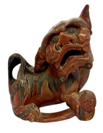 Chinese Carved Wooden Male Foo Dog, Qing (1 of 6)