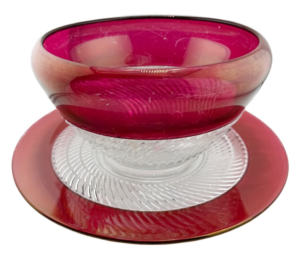 Crystal Ruby Bowl and Charger - 2