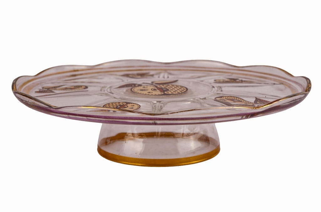 Georges Briard "Forbidden Fruit" Glass Cake Stand (1 of 5)