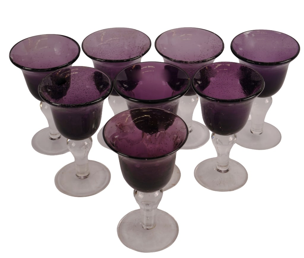 Amethyst Blown Bubble Glass Wine Goblets (1 of 4)