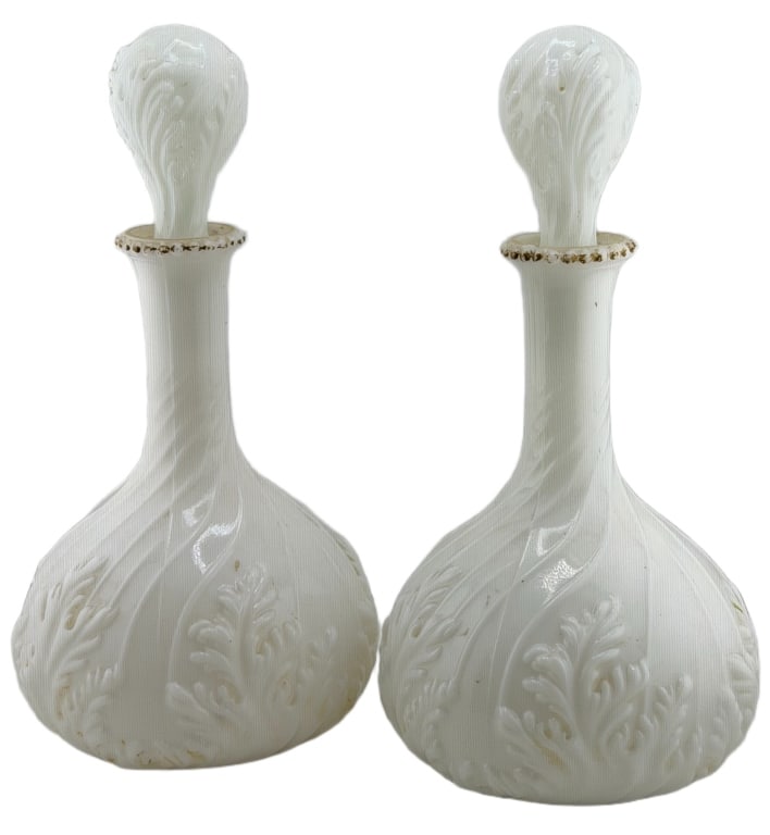 Victorian Milk Glass Decanters (1 of 13)