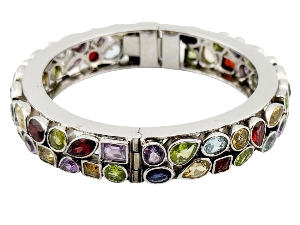 Silver Plated Multi Gemstone Bangle (1 of 5)