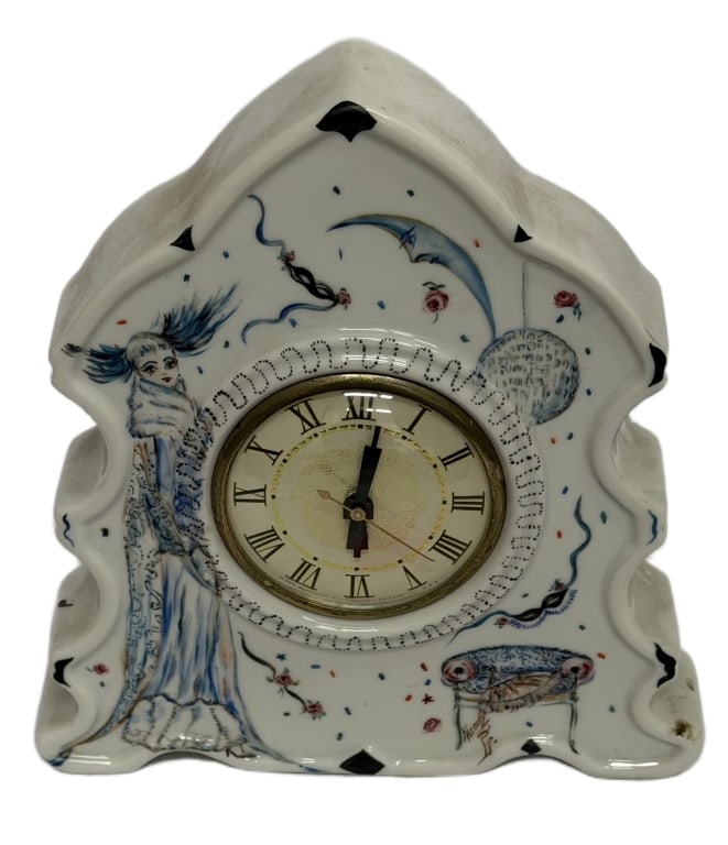Celestial Hand-Painted Ceramic Mantle Clock (1 of 9)