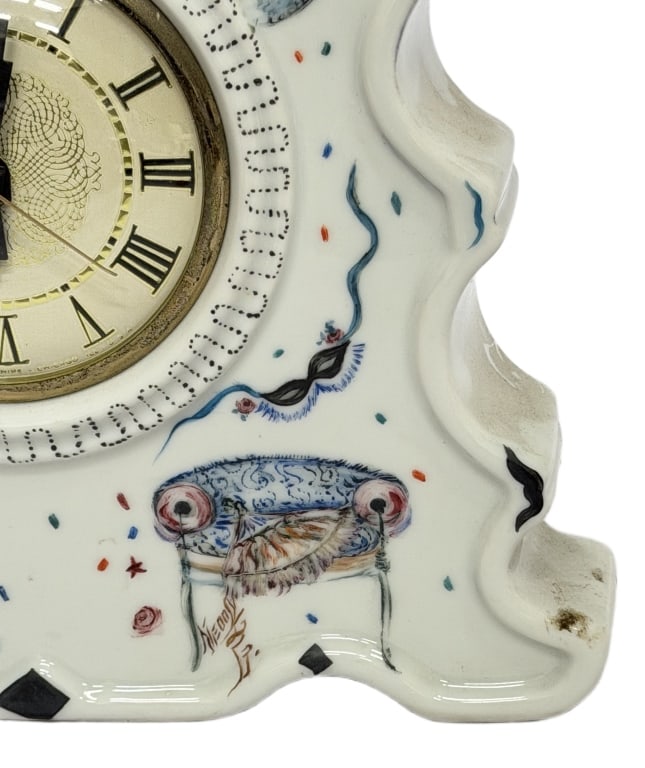 Celestial Hand-Painted Ceramic Mantle Clock - 8