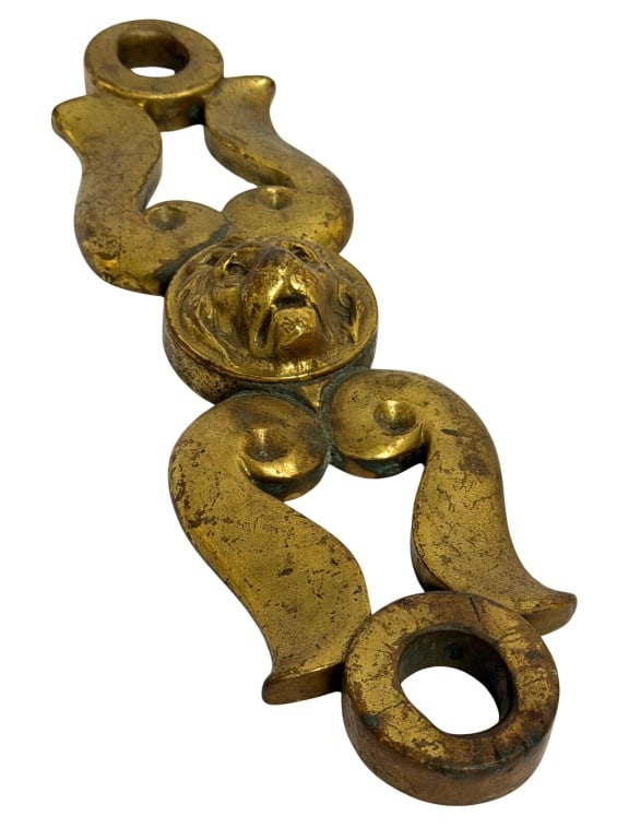 Bronze Lion Head Entry Door Pull Backplate - 2