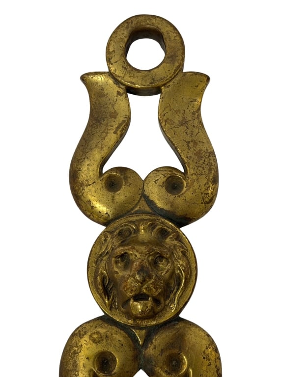 Bronze Lion Head Entry Door Pull Backplate - 3