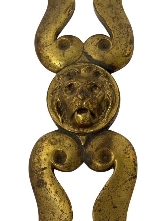 Bronze Lion Head Entry Door Pull Backplate - 4