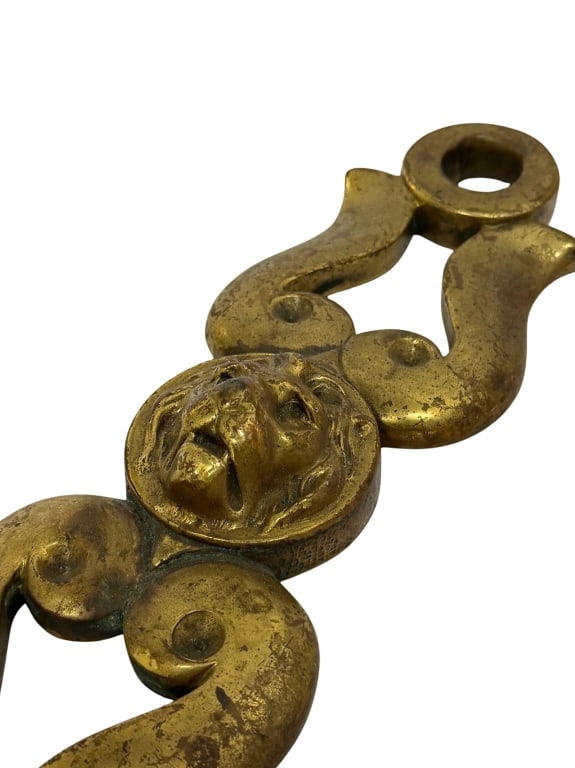 Bronze Lion Head Entry Door Pull Backplate - 5