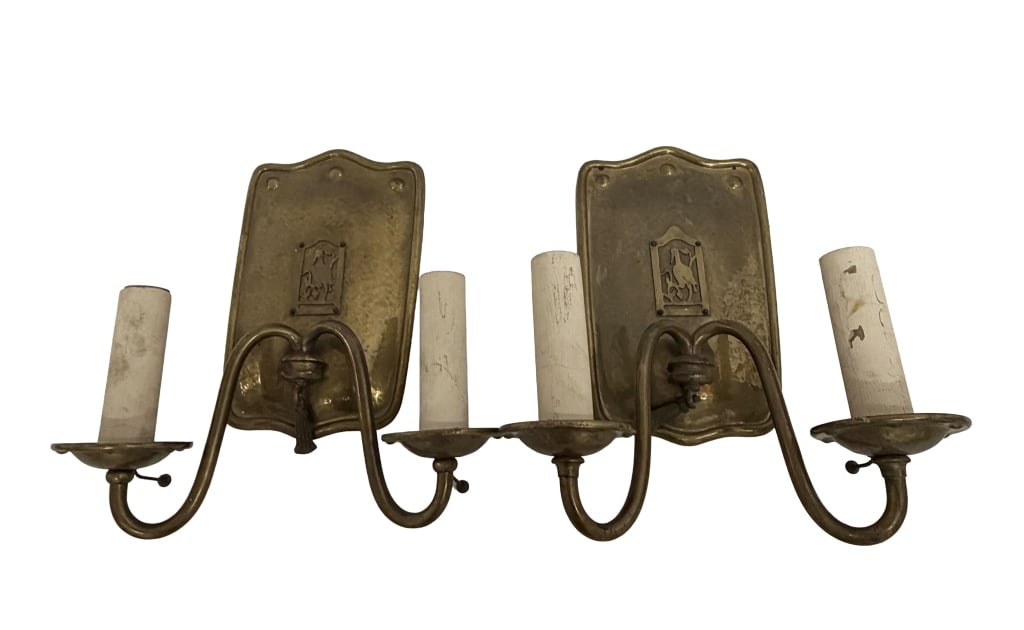 Pair of Arts & Crafts Brass Wall Sconces (1 of 8)