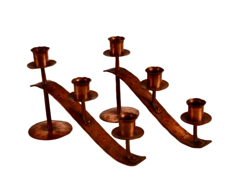 Erhard Glander Copper Candlestick Pair - 2