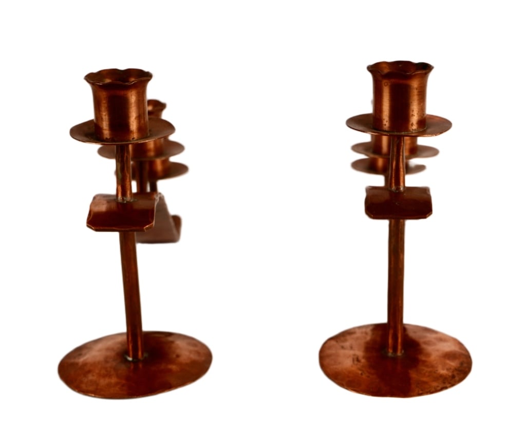 Erhard Glander Copper Candlestick Pair - 4