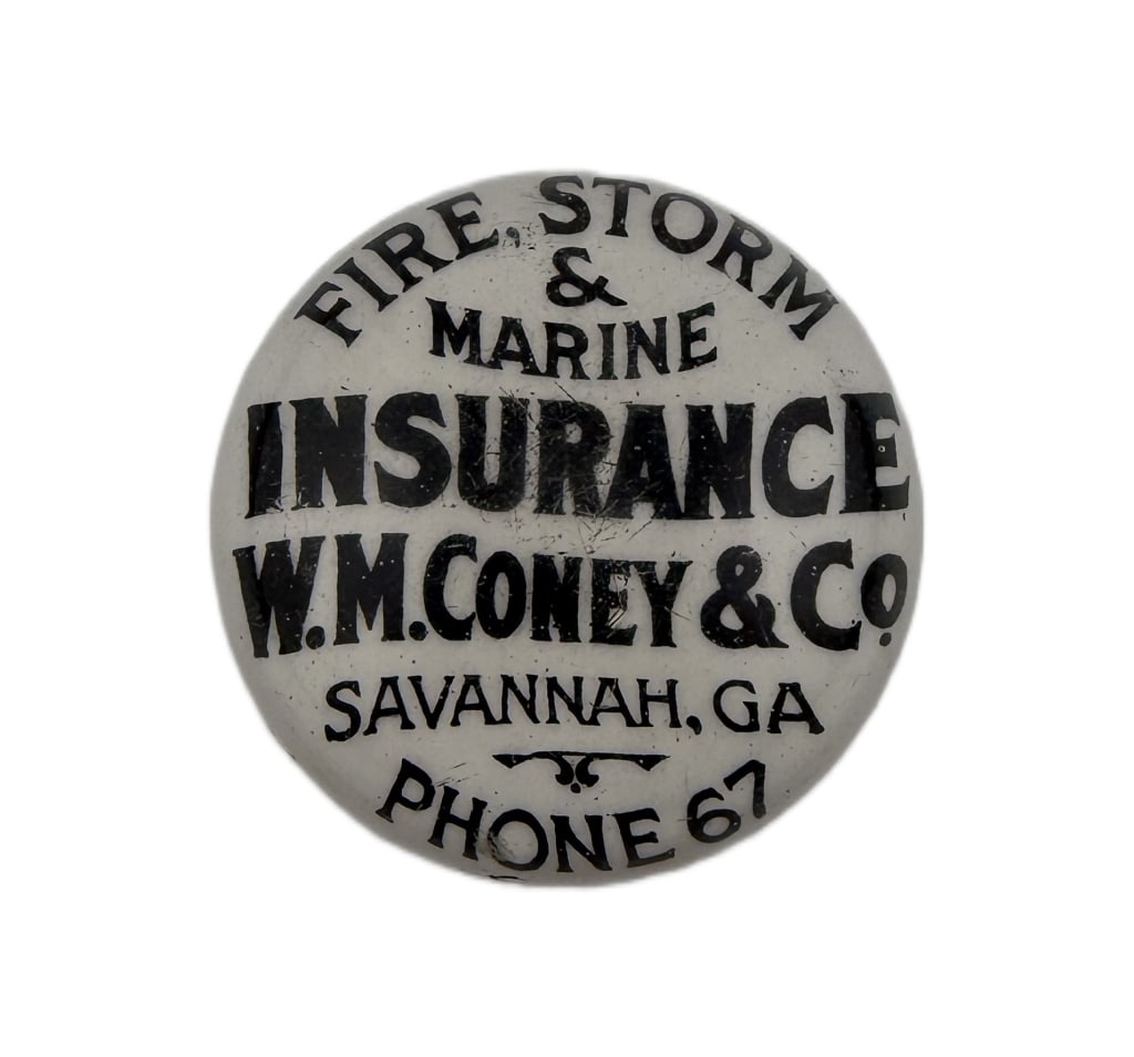 1900s Insurance Advertising Glass Paperweight (1 of 9)