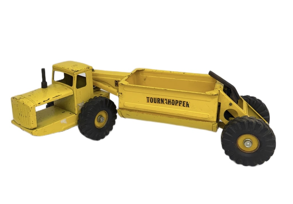 1950s Nylint R.G. LeTourneau "Tournahopper" Truck: Item/Description: Manufactured in Rockford, Illinois by the Nylint Tool and Manufacturing Company, this post-WWII mid-century heavy-gauge pressed steel construction toy is an officially licensed scale