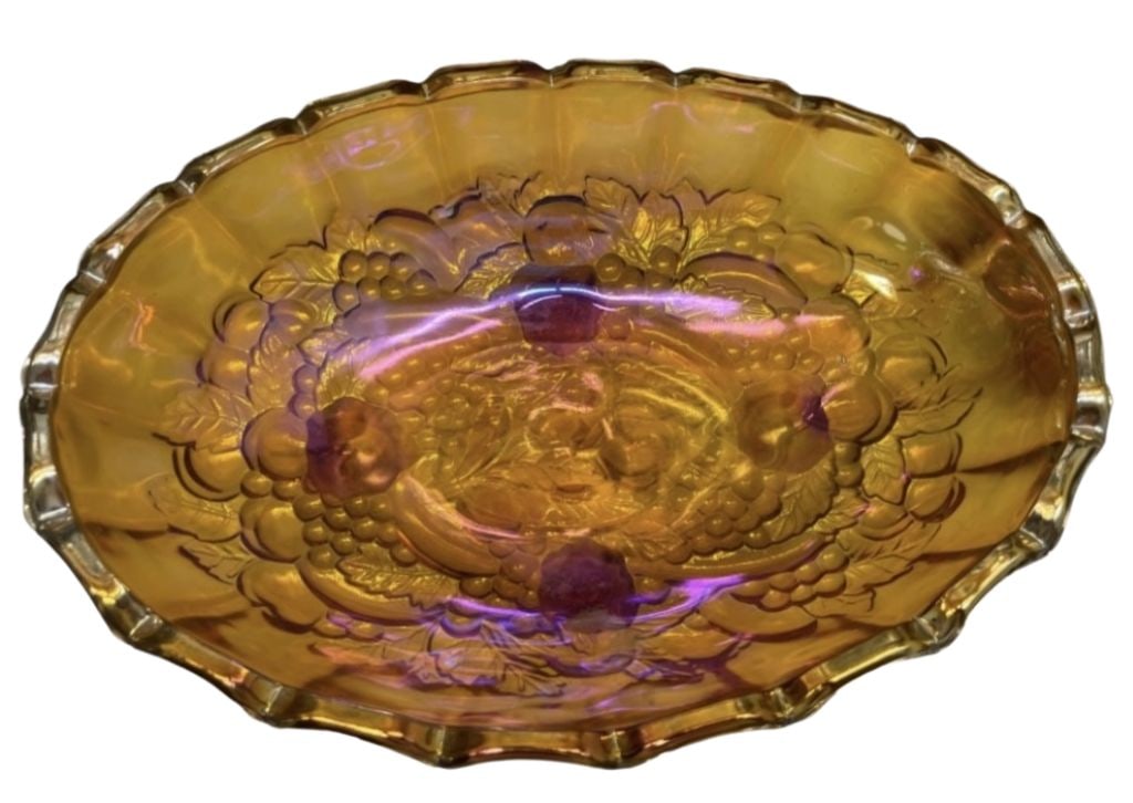 Indiana Glass Gold Carnival Glass Center Bowl (1 of 7)