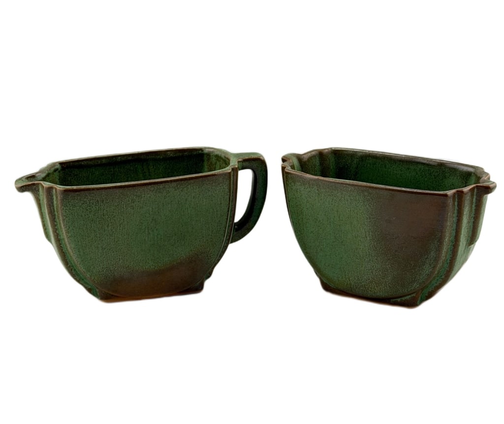 Frankoma Pottery "Prairie Green" Cream & Sugar Set (1 of 12)