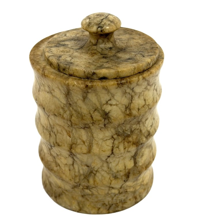 Lidded Hand-Turned Alabaster Apothecary Jar (1 of 6)