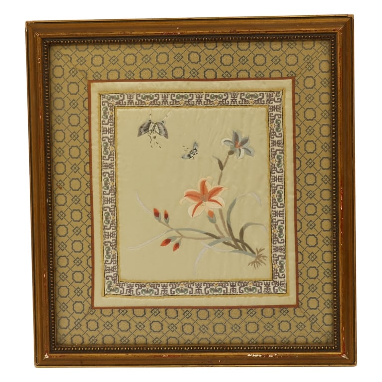 Framed Chinese Textile Panels Pairing - 2