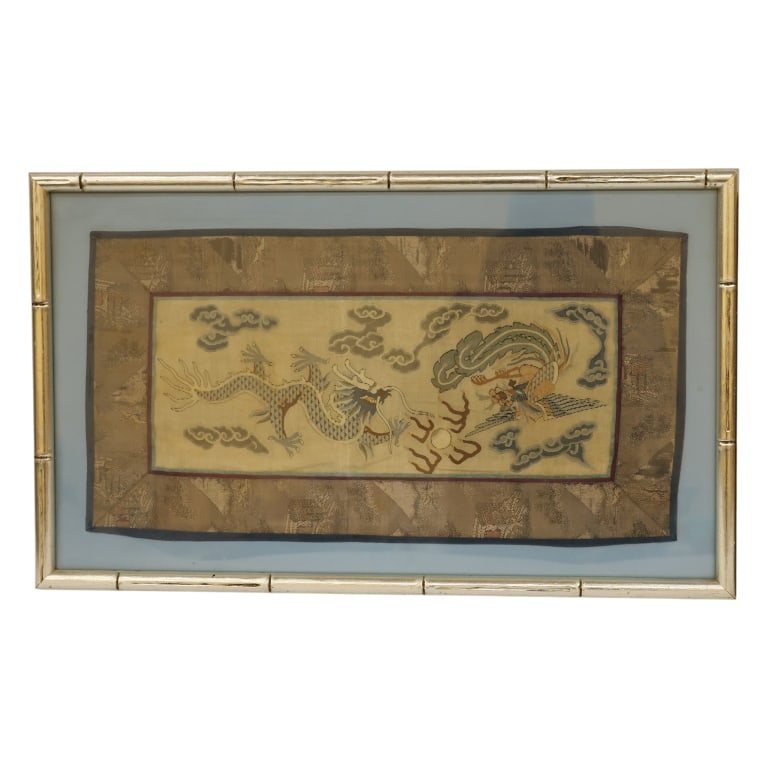 Framed Chinese Textile Panels Pairing - 3