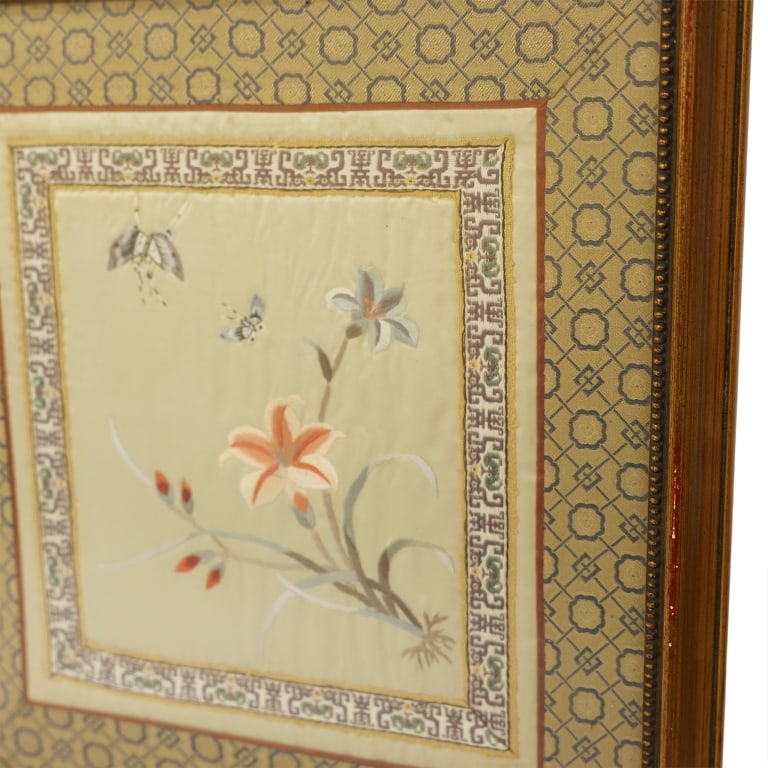 Framed Chinese Textile Panels Pairing - 7