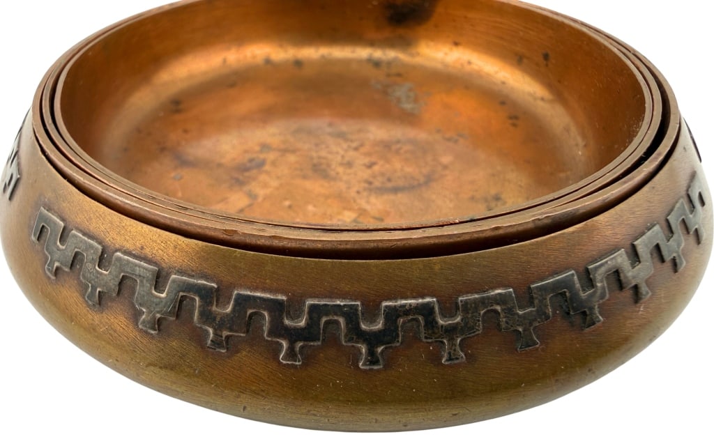 Heintz Sterling on Bronze Nesting Ashtray Set - 7