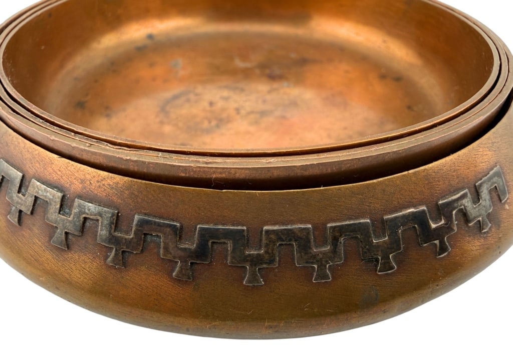 Heintz Sterling on Bronze Nesting Ashtray Set - 8