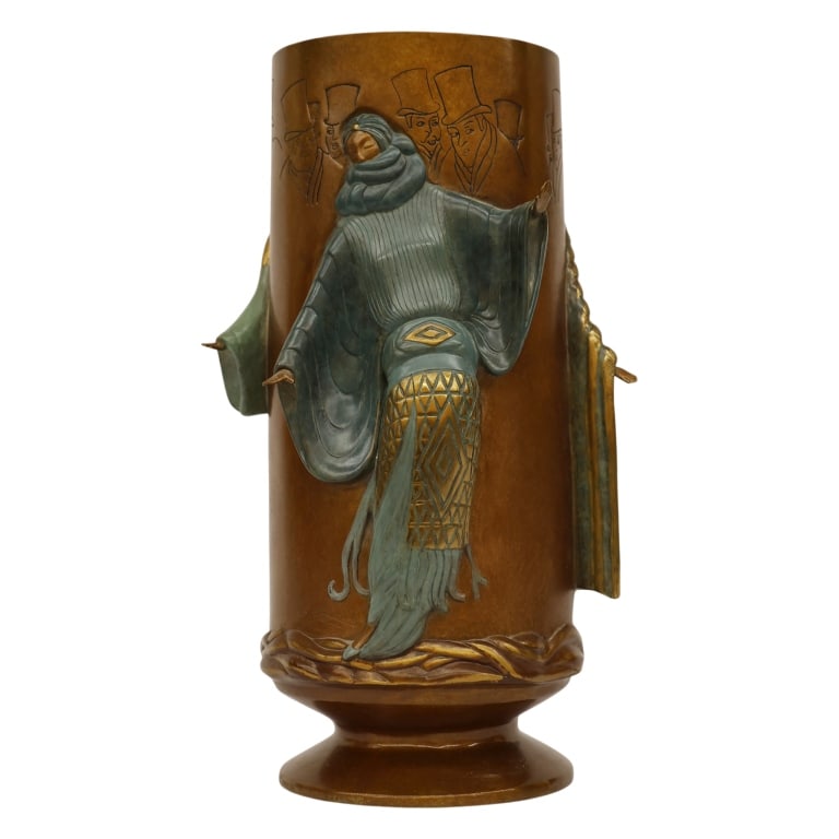 Erte - "Fantasy" Art Deco Bronze Vase (1 of 14)