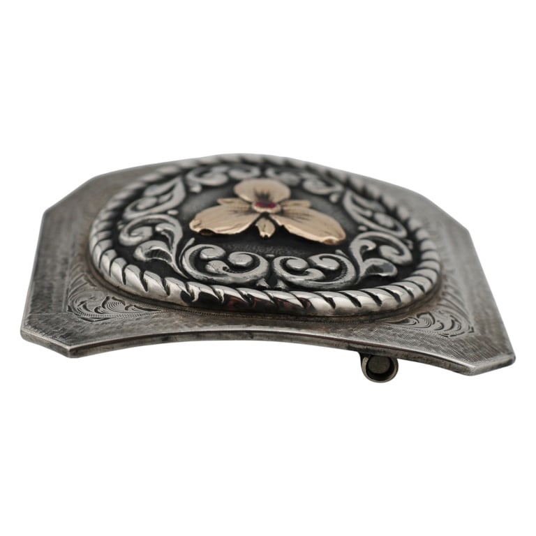 Edward Bohlin Sterling 10K Ruby Shield Belt Buckle - 6