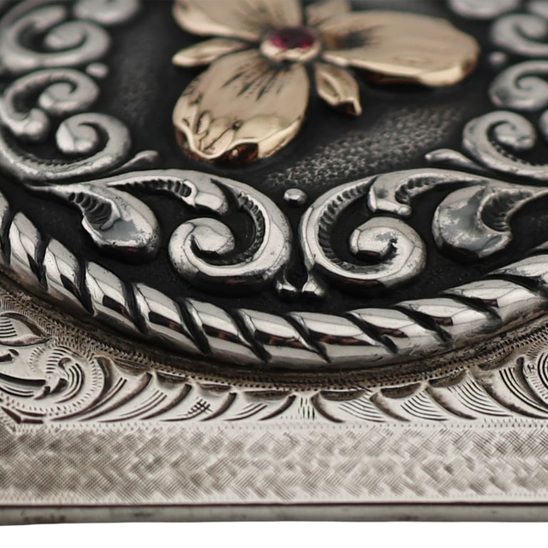 Edward Bohlin Sterling 10K Ruby Shield Belt Buckle - 7