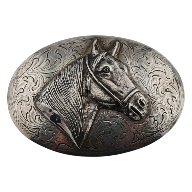 Edward Bohlin Sterling Horse Head Belt Buckle (1 of 9)