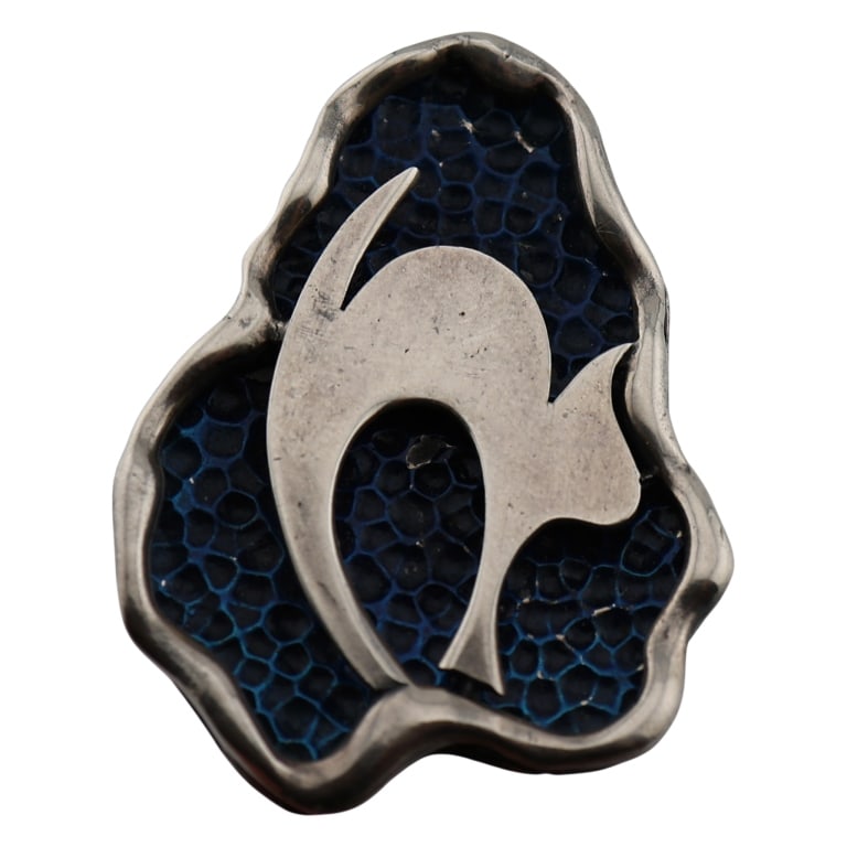 Coro Mid Century Sterling Enamel Scared Cat Brooch (1 of 9)