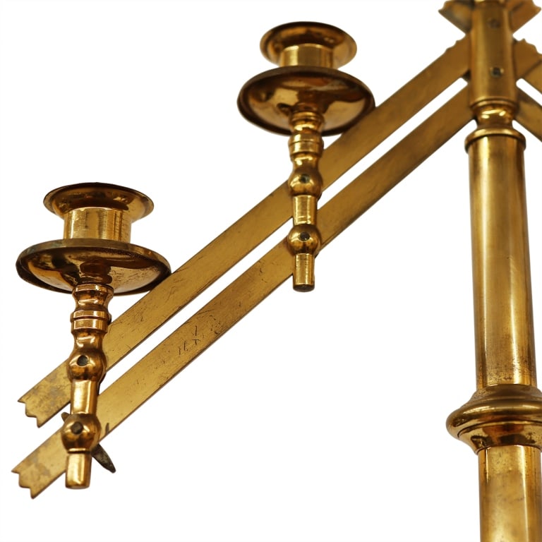 Brass Five Light Adjustable Altar Candelabra Pair - 12