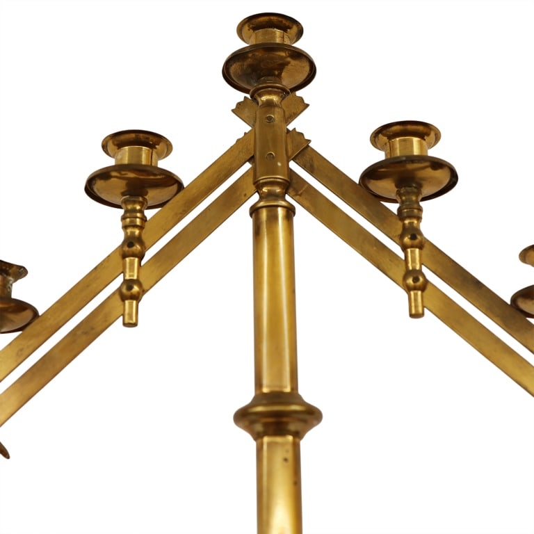Brass Five Light Adjustable Altar Candelabra Pair - 6