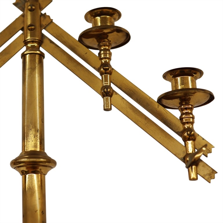 Brass Five Light Adjustable Altar Candelabra Pair - 7