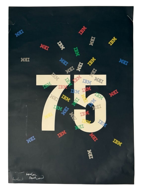 Signed Paul Rand IBM 75 Lithograph Poster (1 of 6)