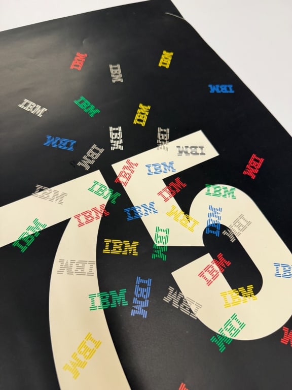 Signed Paul Rand IBM 75 Lithograph Poster - 4