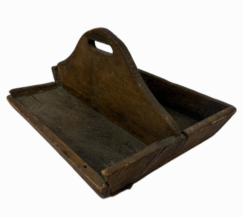 Antique Primitive Wooden Cutlery Caddy / Tool Tote (1 of 5)