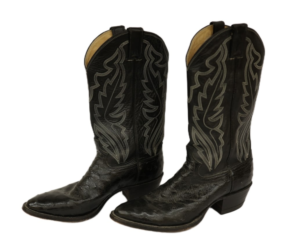 Justin Smooth Ostrich Leather Cowboy Boots 9 1/2 (1 of 14)