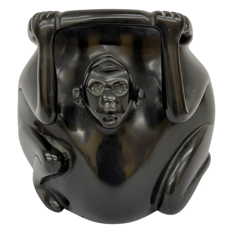 Aztec Style Black Obsidian Monkey Vessel Replica (1 of 11)