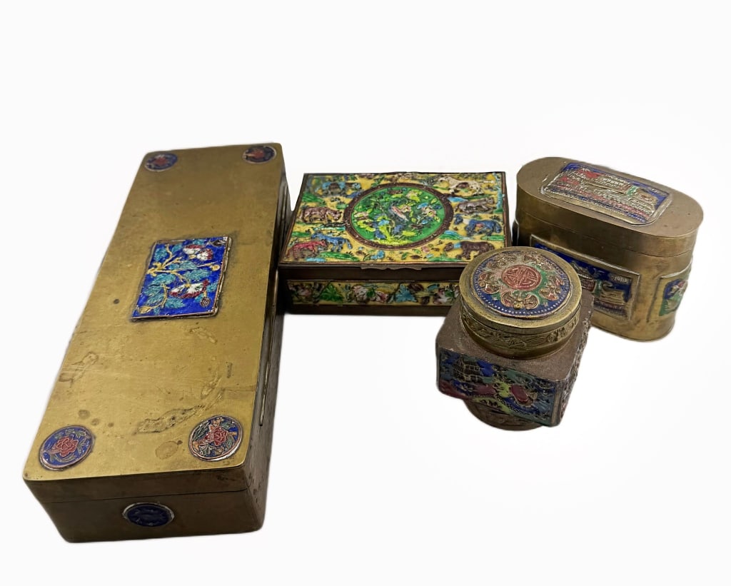Chinese Brass & Cloisonne Desk Set (1 of 20)