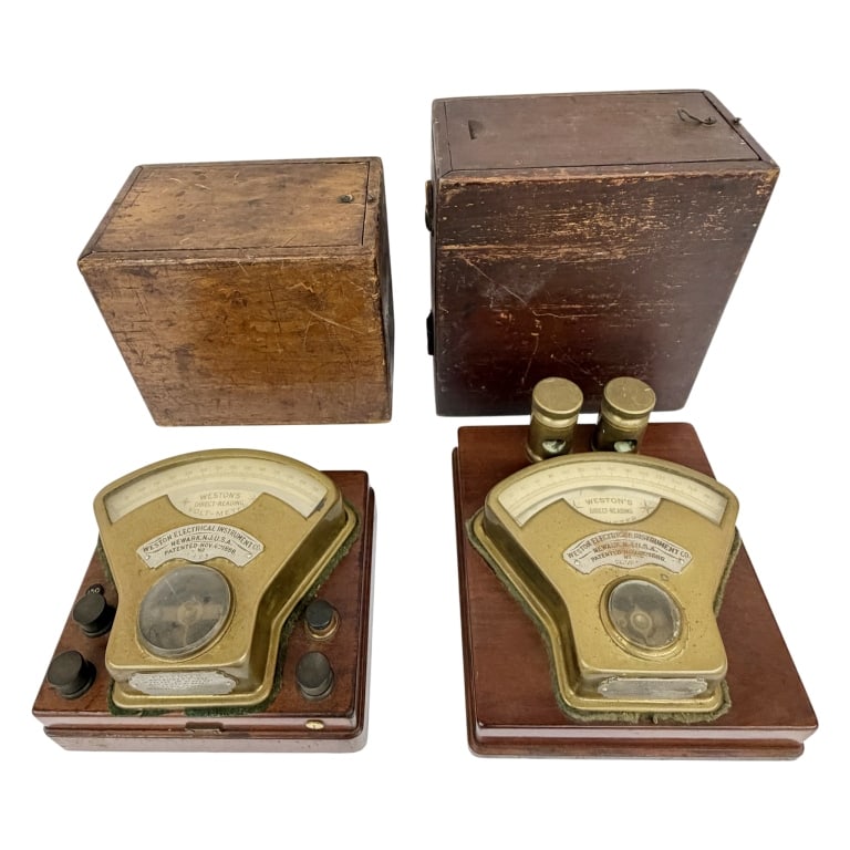 1888 Pair of Weston Model 1 Portable DC Voltmeters (1 of 11)