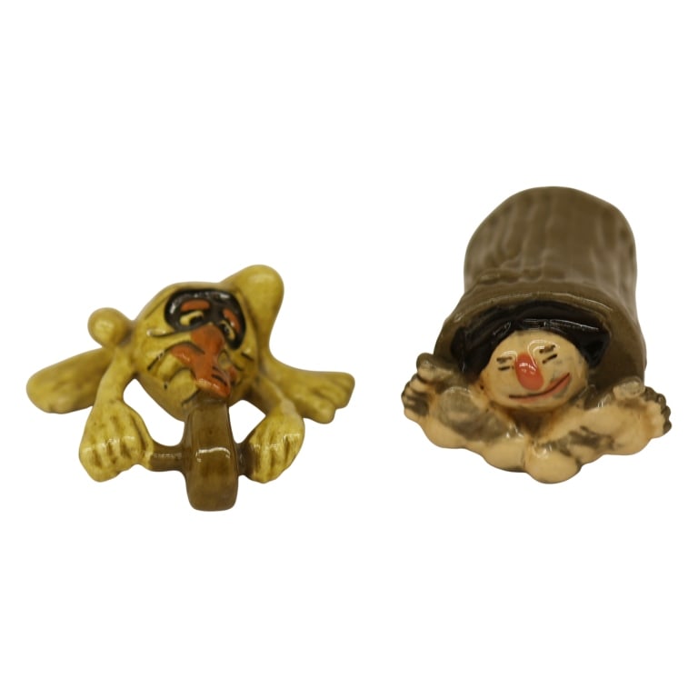 Hagen-Renaker "Little Horrible" Figurines: Item/Description: Rare 1950s Hagen-Renaker California studio art pottery figurines from the short-lived Little Horribles novelty line. Designed by artist Nell Bortells and produced by the American pot