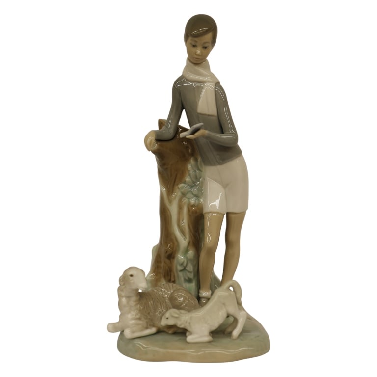 Lladro "Boy with Lambs" Porcelain Figurine (1 of 6)