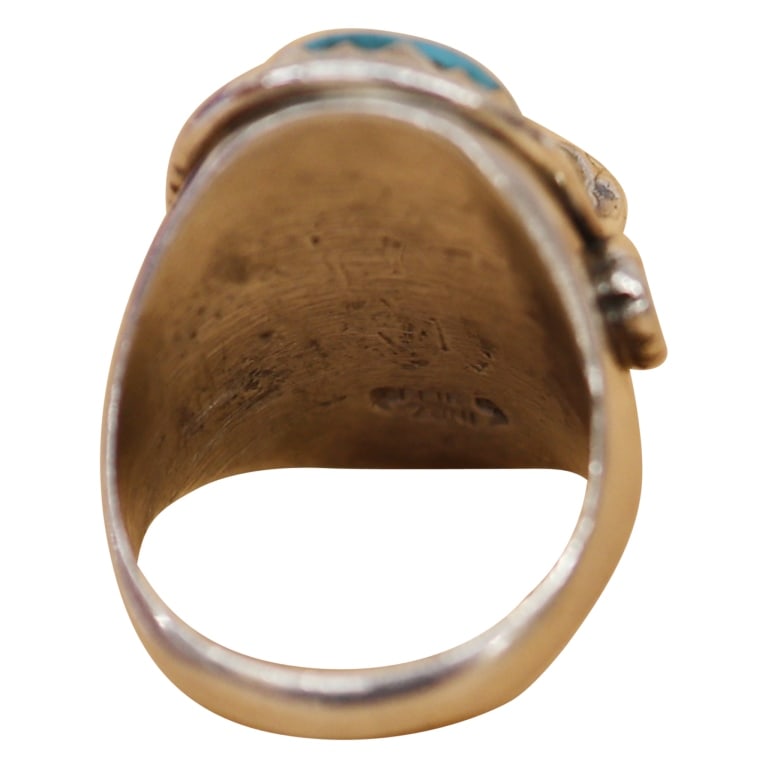 Signed Effie C. Sterling Turquoise Snake Ring - 5