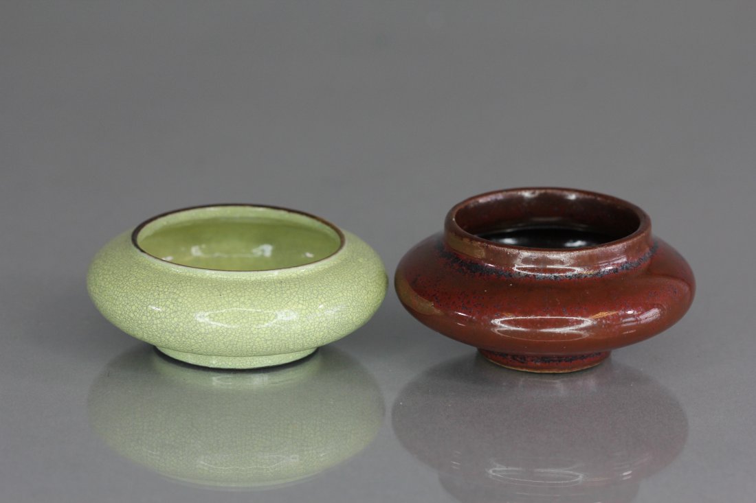 Small Yellow Crakle glaze washer and brown washer (1 of 4)