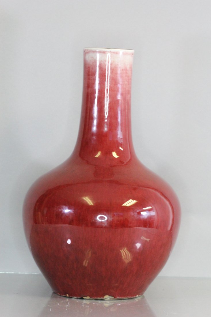 chinese red Glaze bottle form Vase (1 of 3)