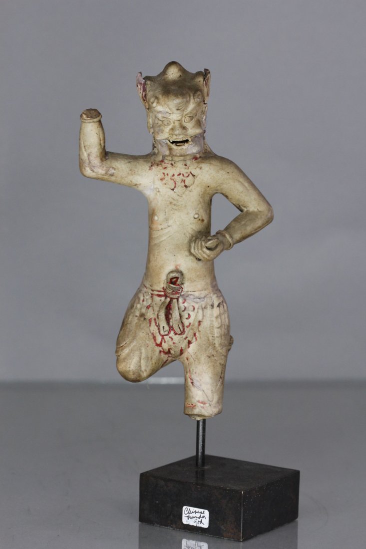 Asian Clay Figure on stand (1 of 4)