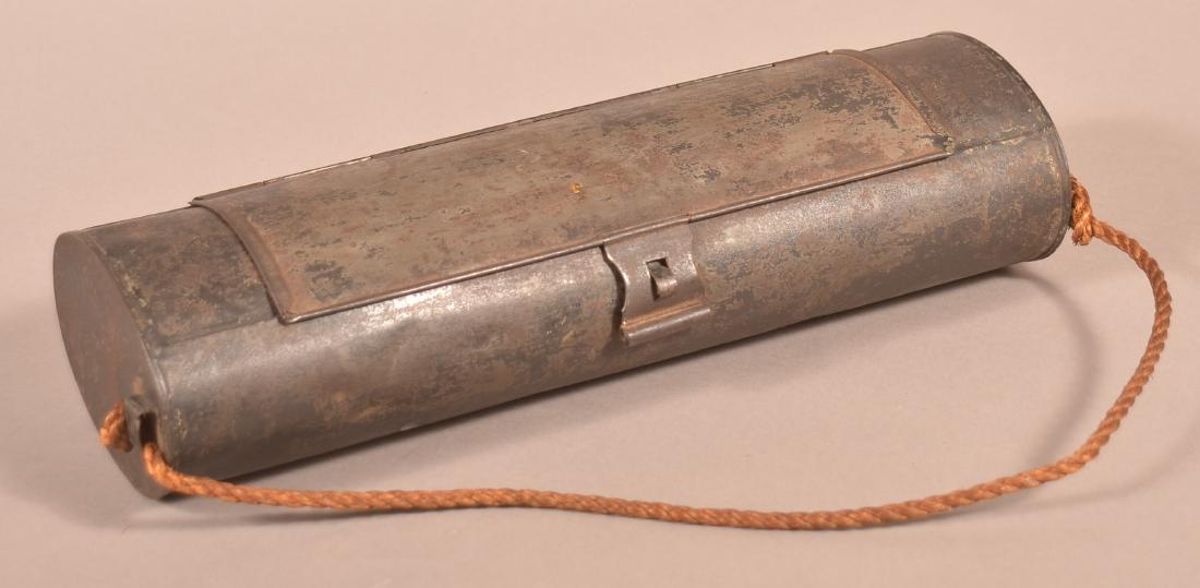 19th century Tin Oval Cylinder form Candle Box. (1 of 3)